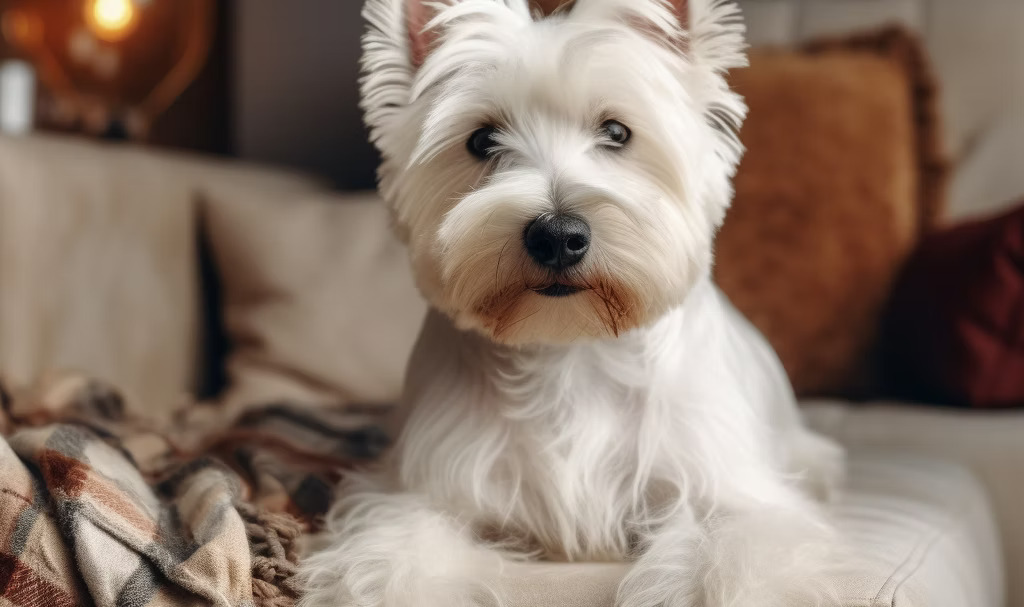 Petsy.lt šuniukas guli ant lovos